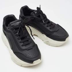 Dolce & Gabbana Black Leather Daymaster Lace Up Sneakers Size 40.5