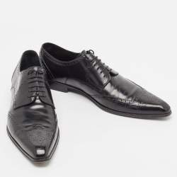 Dolce & Gabbana Black Leather Pointed Toe Derby Size 43.5