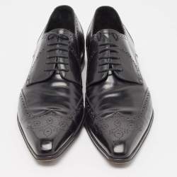 Dolce & Gabbana Black Leather Pointed Toe Derby Size 43.5