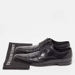 Dolce & Gabbana Black Leather Pointed Toe Derby Size 43.5