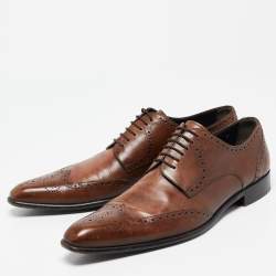 Dolce & Gabbana Brown Leather Brogue Derby Oxfords Size 43