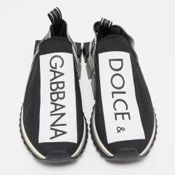 Pre Owned Dolce & Gabbana Black Knit Fabric Sorrento Slip On Sneakers Size 45