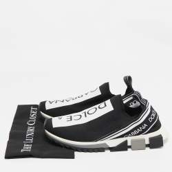 Pre Owned Dolce & Gabbana Black Knit Fabric Sorrento Slip On Sneakers Size 45