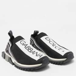 Pre Owned Dolce & Gabbana Black Knit Fabric Sorrento Slip On Sneakers Size 45