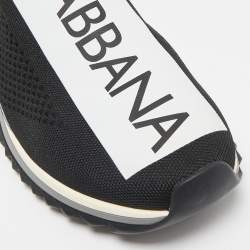 Pre Owned Dolce & Gabbana Black Knit Fabric Sorrento Slip On Sneakers Size 45