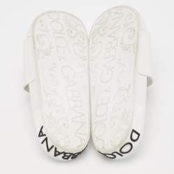 Dolce & Gabbana White Rubber Studded Accents Pool Slide Sandals Size 41