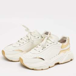 Dolce & Gabbana White/Gold Leather Daymaster Sneakers Size 41