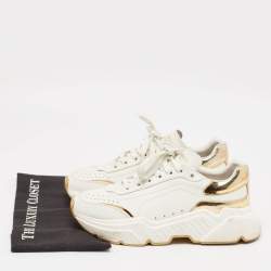 Dolce & Gabbana White/Gold Leather Daymaster Sneakers Size 41