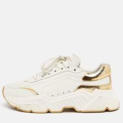 Dolce & Gabbana White/Gold Leather Daymaster Sneakers Size 41