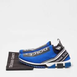 مملوكة مسبقًا Dolce & Gabbana Blue/Black Knit Fabric Sorrento Slip On Sneakers Size 45