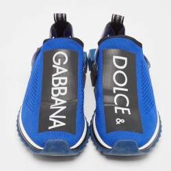 مملوكة مسبقًا Dolce & Gabbana Blue/Black Knit Fabric Sorrento Slip On Sneakers Size 45
