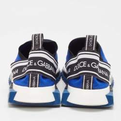 مملوكة مسبقًا Dolce & Gabbana Blue/Black Knit Fabric Sorrento Slip On Sneakers Size 45