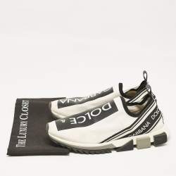 Dolce & Gabbana White/Black Knit Fabric Sorrento Sneakers Size 45