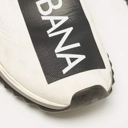Dolce & Gabbana White/Black Knit Fabric Sorrento Sneakers Size 45