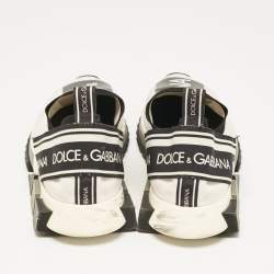 Dolce & Gabbana White/Black Knit Fabric Sorrento Sneakers Size 45