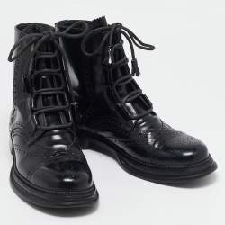 Dolce & Gabbana Black Leather Ankle Length Boots Size 42.5