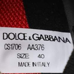 Dolce & Gabbana Red/Black Knit Fabric Portofino Slip On Sneakers Size 40