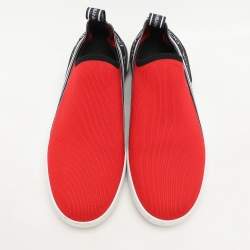 Dolce & Gabbana Red/Black Knit Fabric Portofino Slip On Sneakers Size 40