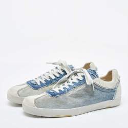 Dolce & Gabbana Blue/White Denim and Leather Lace Up Sneakers Size 44