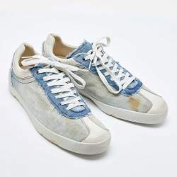 Dolce & Gabbana Blue/White Denim and Leather Lace Up Sneakers Size 44