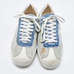 Dolce & Gabbana Blue/White Denim and Leather Lace Up Sneakers Size 44