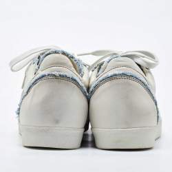 Dolce & Gabbana Blue/White Denim and Leather Lace Up Sneakers Size 44
