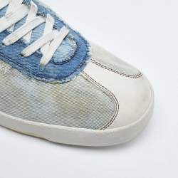 Dolce & Gabbana Blue/White Denim and Leather Lace Up Sneakers Size 44