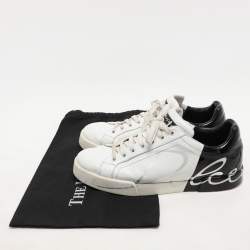 Dolce & Gabbana White/Black Leather Portofino Low Top Sneakers Size 43.5