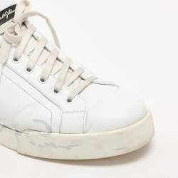 Dolce & Gabbana White/Black Leather Portofino Low Top Sneakers Size 43.5