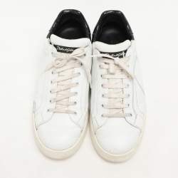 Dolce & Gabbana White/Black Leather Portofino Low Top Sneakers Size 43.5
