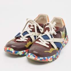 Dolce & Gabbana Multicolor Leather and Suede Graffiti Sneakers Size 42