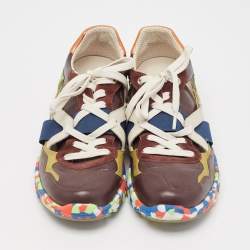 Dolce & Gabbana Multicolor Leather and Suede Graffiti Sneakers Size 42