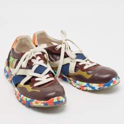 Dolce & Gabbana Multicolor Leather and Suede Graffiti Sneakers Size 42