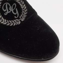 Pre Owned Dolce & Gabbana Black Velvet Embroidered Smoking Slippers Size 44