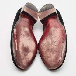 Pre Owned Dolce & Gabbana Black Velvet Embroidered Smoking Slippers Size 44