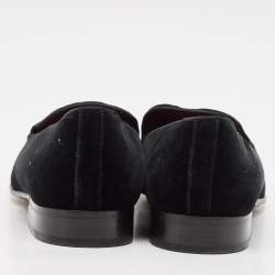 Pre Owned Dolce & Gabbana Black Velvet Embroidered Smoking Slippers Size 44