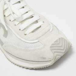 مملوكة مسبقًا Dolce & Gabbana White/Grey Mesh and Suede DG Cushion Sneakers Size 44