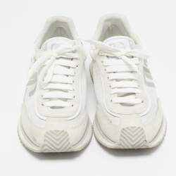 مملوكة مسبقًا Dolce & Gabbana White/Grey Mesh and Suede DG Cushion Sneakers Size 44