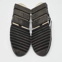 Pre Owned Dolce & Gabbana Black/White Knit Fabric Sorrento Slip On Sneakers Size 43