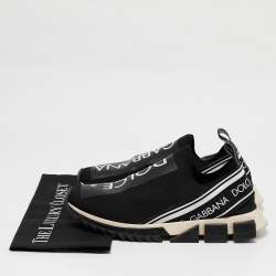 Pre Owned Dolce & Gabbana Black/White Knit Fabric Sorrento Slip On Sneakers Size 43