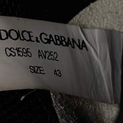 Pre Owned Dolce & Gabbana Black/White Knit Fabric Sorrento Slip On Sneakers Size 43
