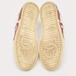 Dolce & Gabbana White/Burgundy Leather Portifino Sneakers Size 44 