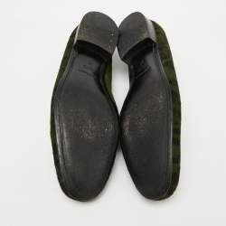 Dolce & Gabbana Green Animal Print Calf Hair Smoking Slippers Size 41