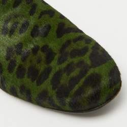 Dolce & Gabbana Green Animal Print Calf Hair Smoking Slippers Size 41