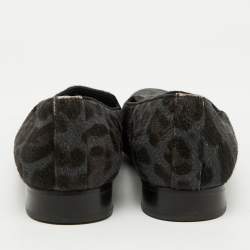Dolce & Gabbana Grey Animal Print Calf Hair Smoking Slippers Size 41
