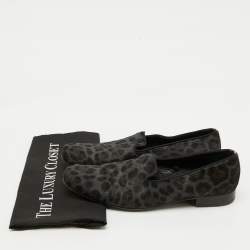 Dolce & Gabbana Grey Animal Print Calf Hair Smoking Slippers Size 41