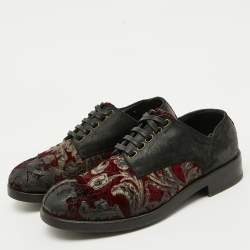 Dolce & Gabbana Dark Brown/Burgundy Suede And Rose Velvet Derby Size 41