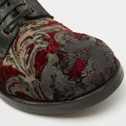 Dolce & Gabbana Dark Brown/Burgundy Suede And Rose Velvet Derby Size 41