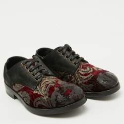 Dolce & Gabbana Dark Brown/Burgundy Suede And Rose Velvet Derby Size 41