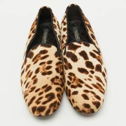Dolce & Gabbana Brown Leopard Print Calf Hair Smoking Slippers Size 41